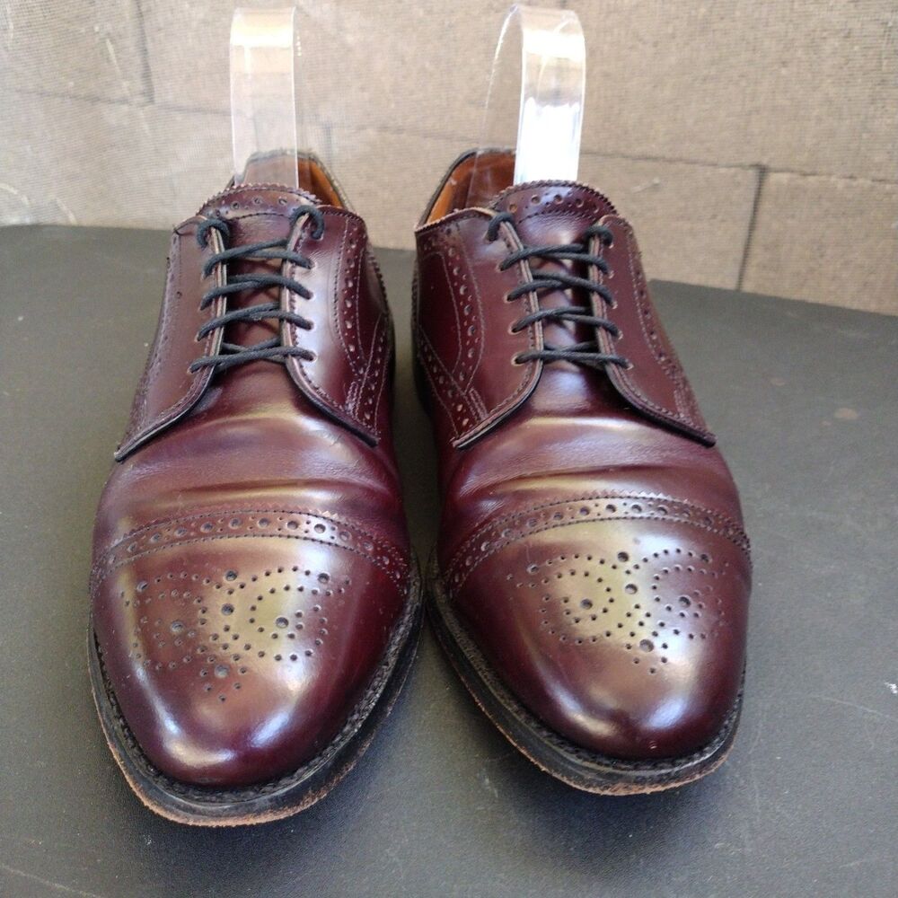 Allen Edmonds Sanford Burgundy Cap Toe Brogue Derby Oxfords Mens Sz 6 E Wide
